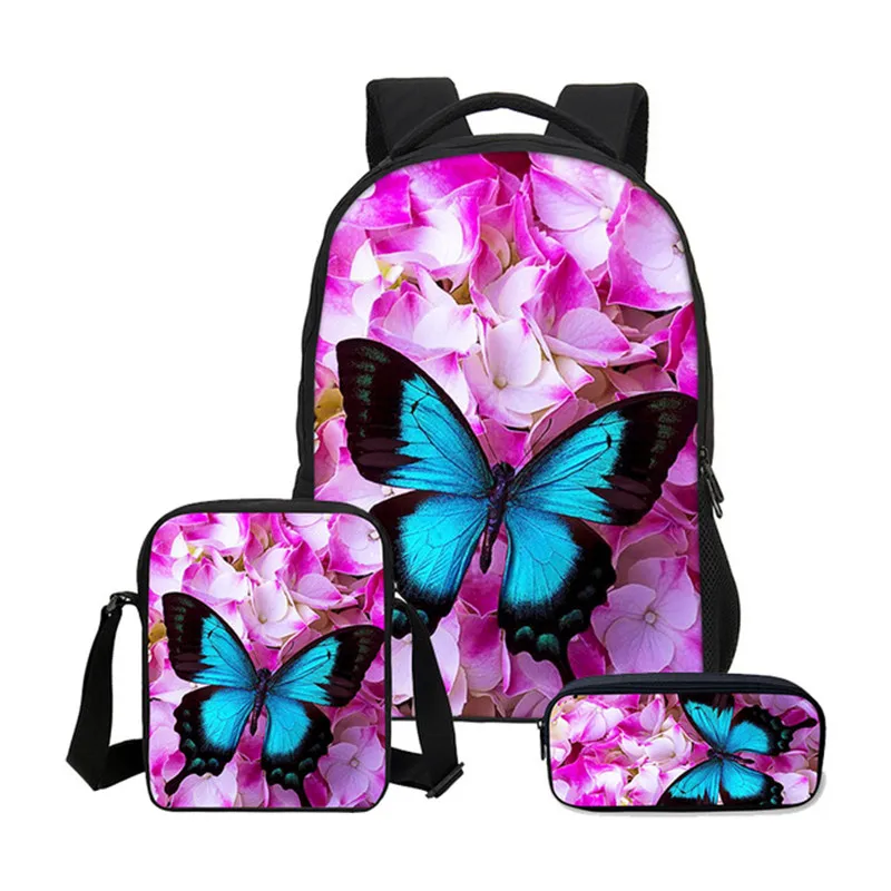 

Hynes Eagle Backpacks For Girls Boys 3Pcs/Set Portfolio 3D Butterfly Printing Bags School Bookbag Shoulder Bags Mochila Escolar