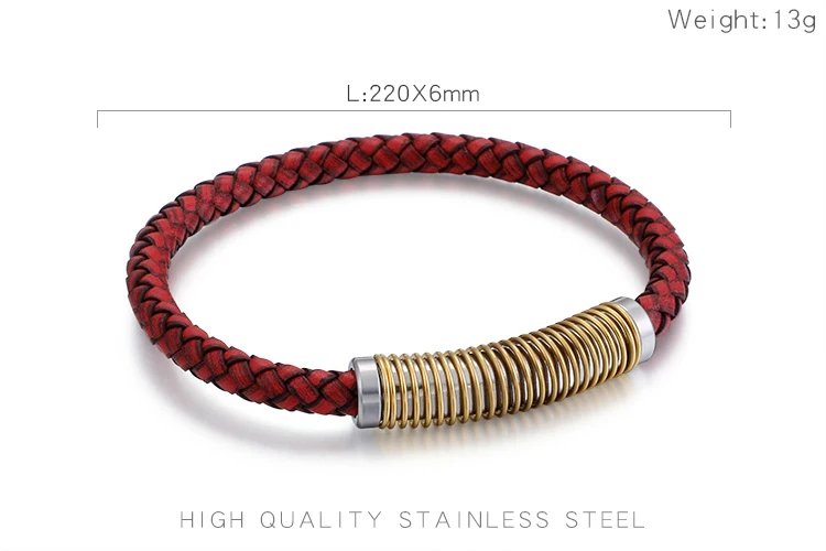 Недорогие кольца производства фирмы KALEN красный кожаный обёрточная бумага браслеты для мужчин нержавеющая сталь золото очарование простой браслет мужской повседн