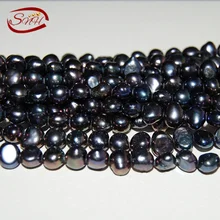 Snh 6-7 мм реальные пресноводного жемчуга прядь 5 строки в упаковке Черная Жемчужина барокко прядь цена