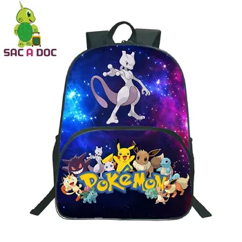 

Pokemon Mewtwo Gengar Galaxy Star Universe Space Backpack Multicolor School Bags for Teenagers Students Kids Rucksack Book Bag