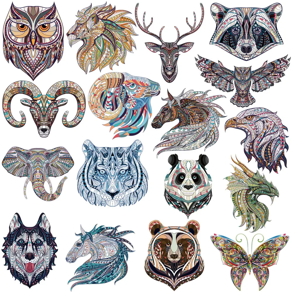 

Animal head patch iron on A-level patches for clothing applique DIY hat coat dress accessories washable stickers Christmas gift