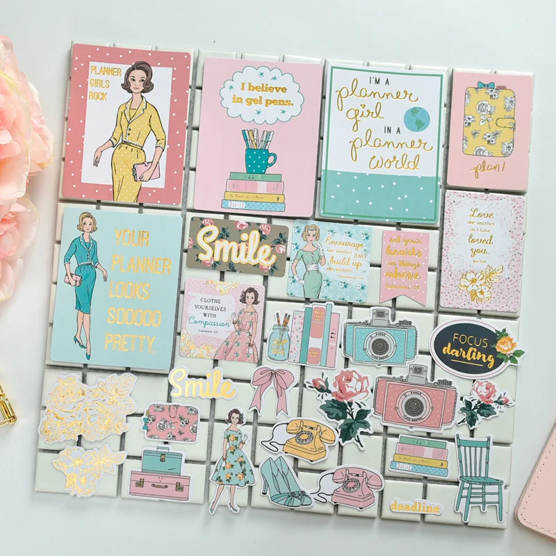

YPP CRAFT 25pcs Pretty Lady Cardstock Die Cuts for Scrapbooking Happy Planner/Card Making/Journaling Project