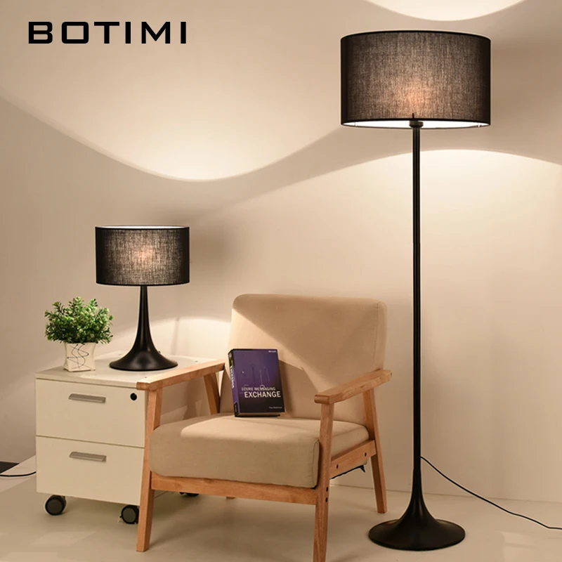 BOTIMI Moderno Bianco Nero Lampada Da Terra Con Paralume In Tessuto Per