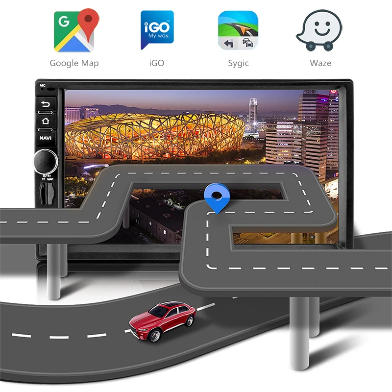 Clearance Jansite 7" 2 Din Car multimedia Android 8.1 player Touch screen GPS Navigation Mirror-link for iPhone audio With Backup camera 2