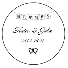 MR& MRS этикетки типа «флажок», Заказная Свадебная наклейка-Свадебные сувениры Персонализированные MR& MRS этикетки, с именем и датой