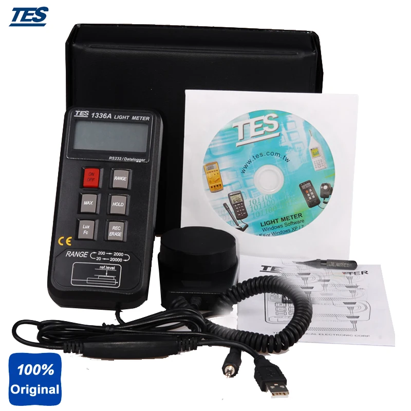 TES 1336A цифровой Люкс метр регистратор данных световой с USB интерфейсом памяти 16000