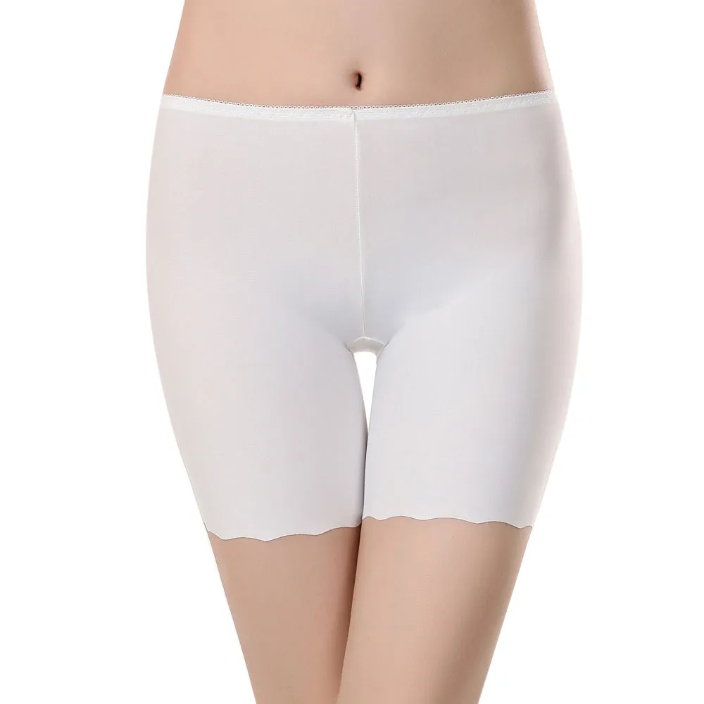 Женские однотонные безопасные шорты, нижнее белье, шорты для женщин с высокой талией, бесшовные шорты para mulheres - Цвет: Белый