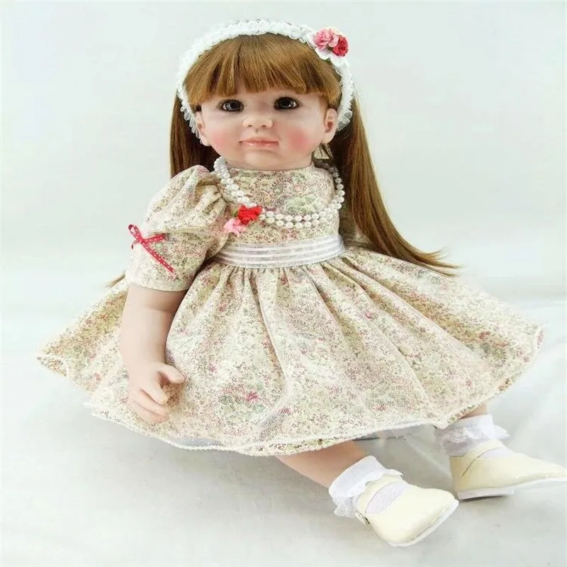 22 inch 55 cm reborn Silicone dolls lifelike doll reborn babies toys Beautiful long hair doll
