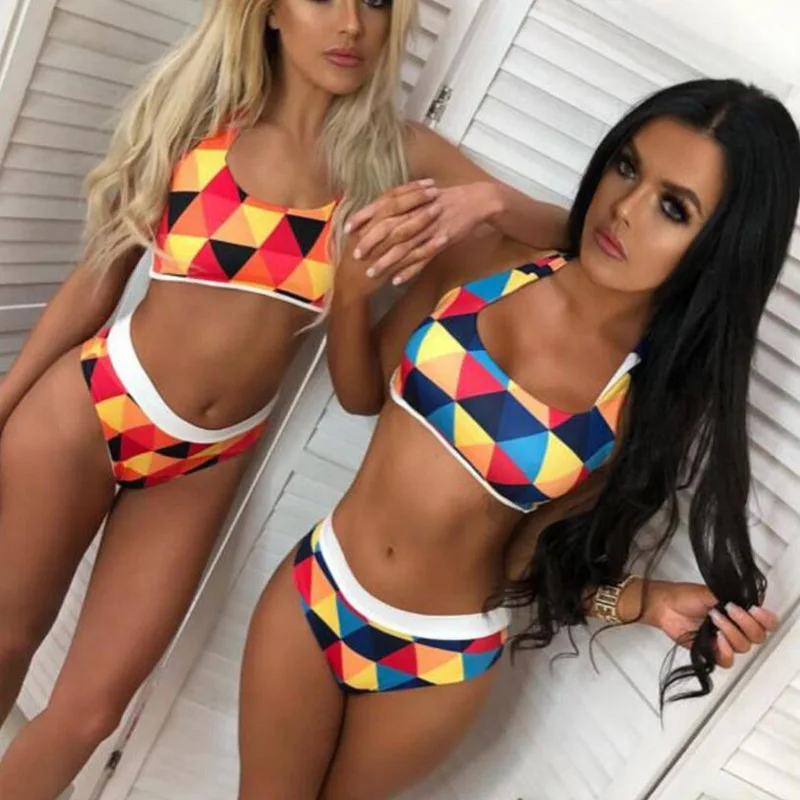 2019 Print Bikini Push Up Swimsuit Women's Swimming Suit High Waist Bikini Swimwear Women Brazilian Bikini Bikinis 2019 Mujer