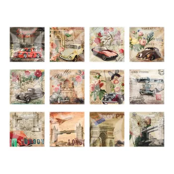 

Mixed Mandala Fashion Car Photo Square Glass Cabochon 12mm 20mm 25mm DIY Handmade Flatback Jewelry Making Findings