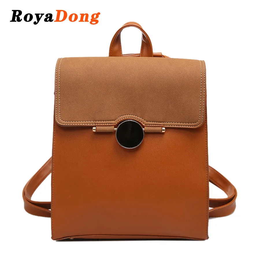 

RoyaDong Women's Backpacks Vintage Pu Leather Daily Backpack School Bags For Girls Daypack 2017 New Multi-Use Package