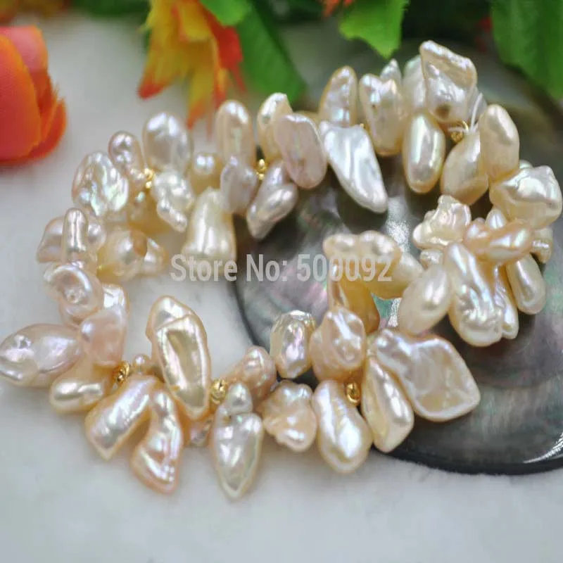 

fine luster 2strds rare Baroque keshi Reborn Natural pearl bracelet stretch