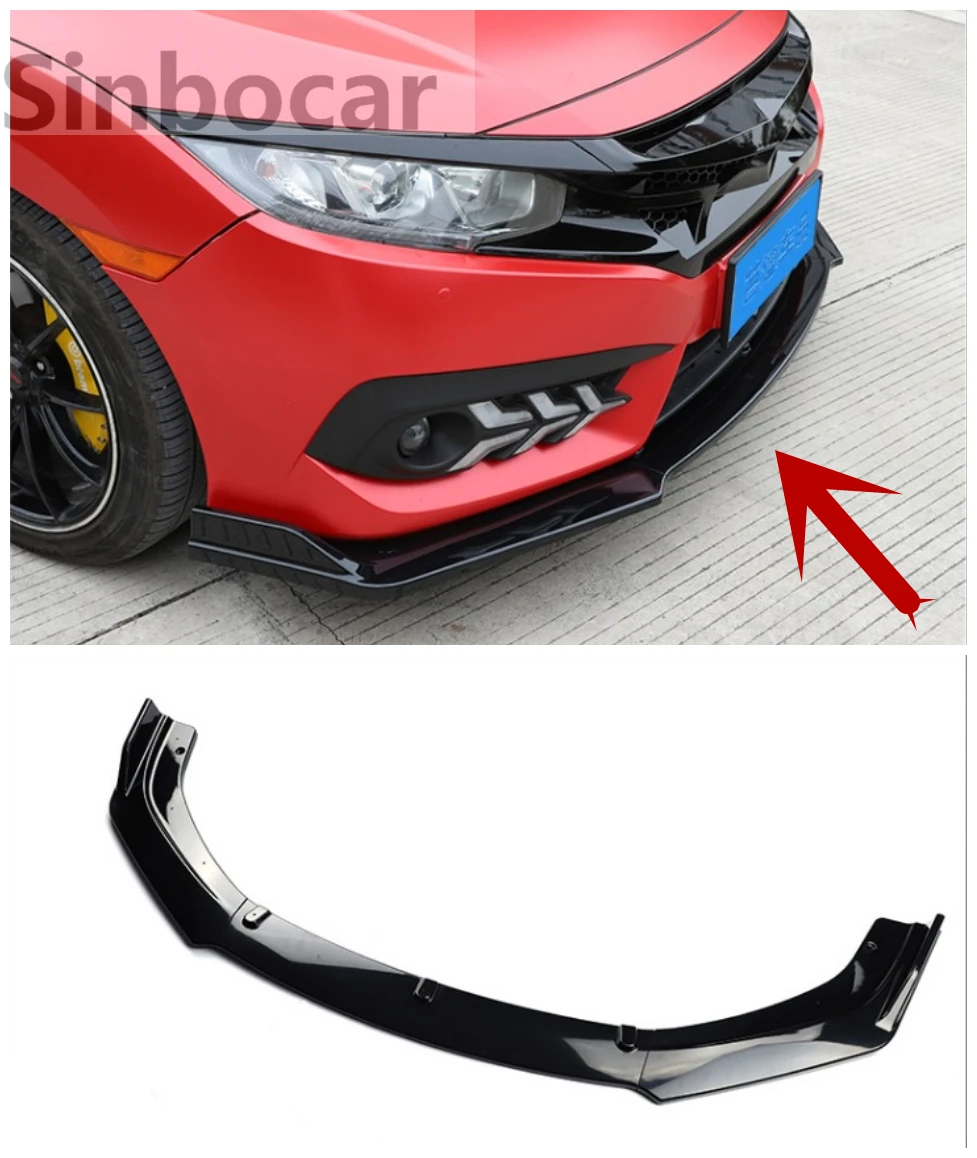 

Colour Front Bumper Lip Trim Around Grill Below Lips Cover Shovel Bumper protection For Honda Civic 2016-2019