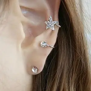 Новые модные серьги-клипсы простые с пятиконечной звездой без перфорации 2019 |