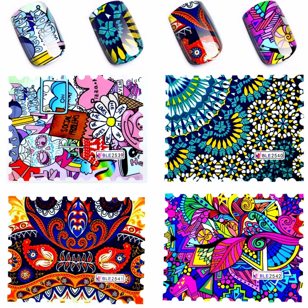 

4 Pcs/Lot Nail Art Water Tattoo Manicure DIY Tips Decorations Watermark Fingernails Nail Art Water Decals