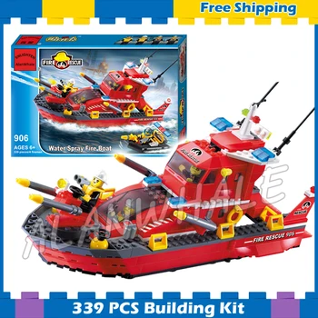 

339pcs City Fire Boat Rescue Ships Station 3D 906 Model Building Blocks Kit Children Fireboats Starter Sets Compatible with Lago