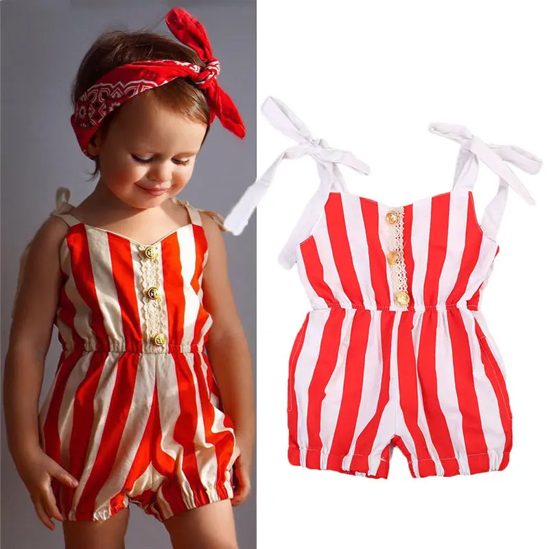 Buy Toddler Infant Baby Girls Striped Romper Playsuit