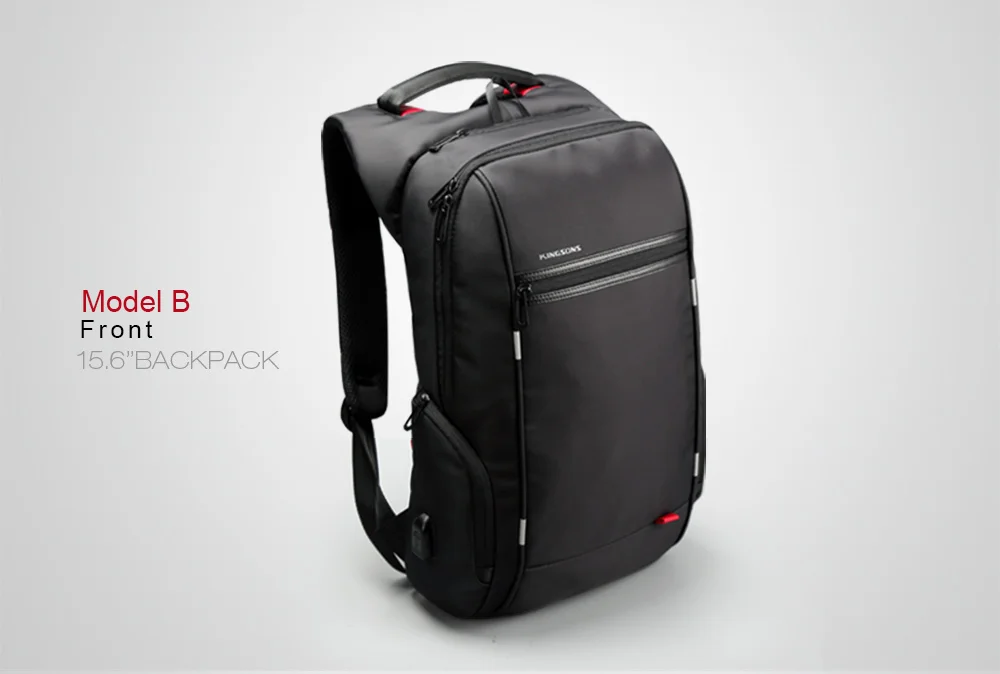 Reflektierender Neouo-Laptop-Rucksack aus Nylon, Modell B, Vorderansicht