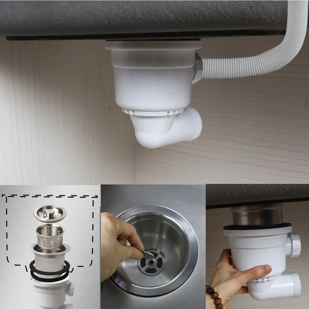 Stainless Steel Kitchen Sink strainer Drain filter with overflow basin waste stopper XK327C001