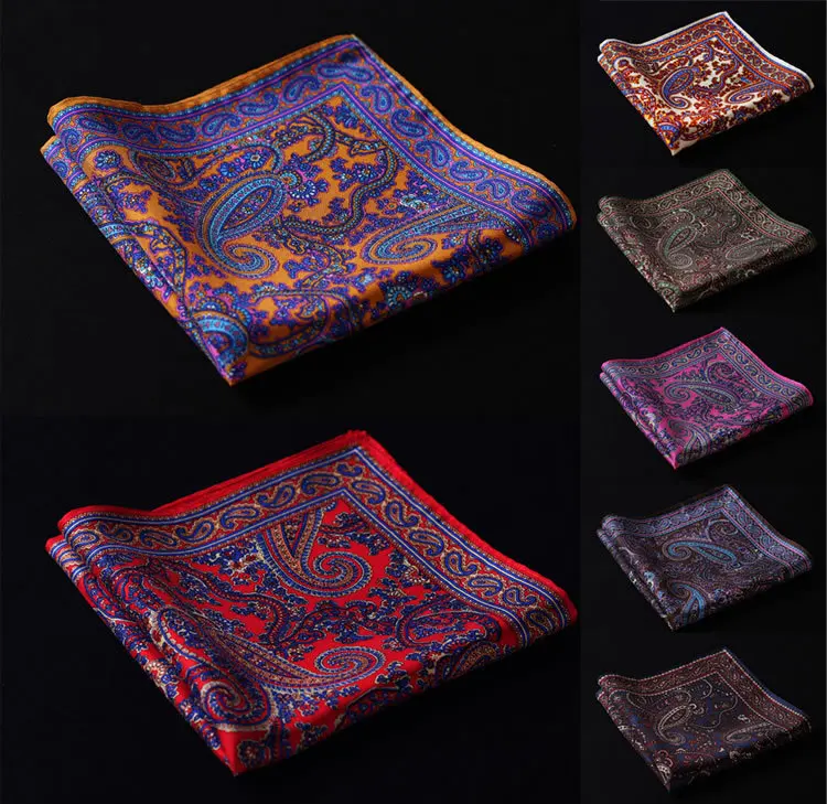 

HN10 Paisley Floral Handkerchief 100% Natural Silk Satin Mens Hanky Fashion Classic Wedding Party Pocket Square