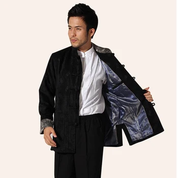 

Top Grade Black Winter Thick Men Corduroy Jacket Chinese Traditional Male Kung Fu Coat Long Sleeve Outwear M L XL XXL XXXL MN36