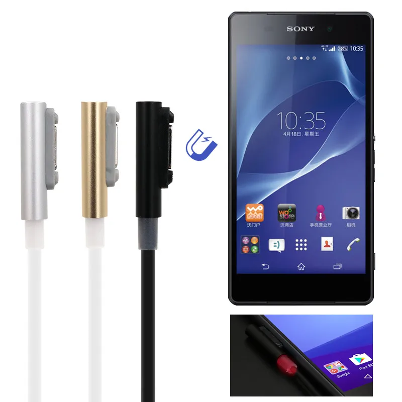 USB Магнитный зарядный кабель для sony Xperia Z3 L55t Z2 Z1 Compact XL39h кабель для быстрой зарядки USB кабель для передачи данных+ светодиодный