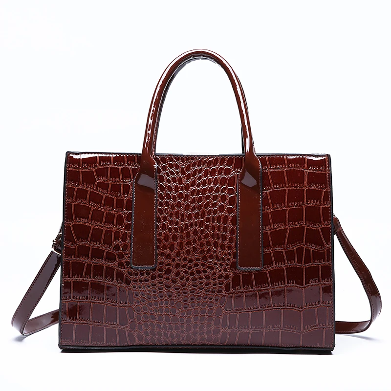 Красная крокодиловая лакированная кожаная сумка-тоут, женские сумки, роскошные женские сумки, дизайнерские сумки через плечо, сумки на плечо от известного бренда Trunk Bloso
