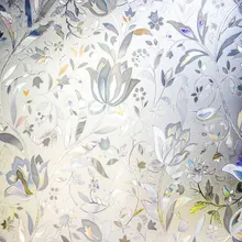 Electrostatic Glue-free 3D Laser Tulip Glass Window Film Sticker Privacy Frosted PVC balcony bedroom door Anti-UV Home Decor