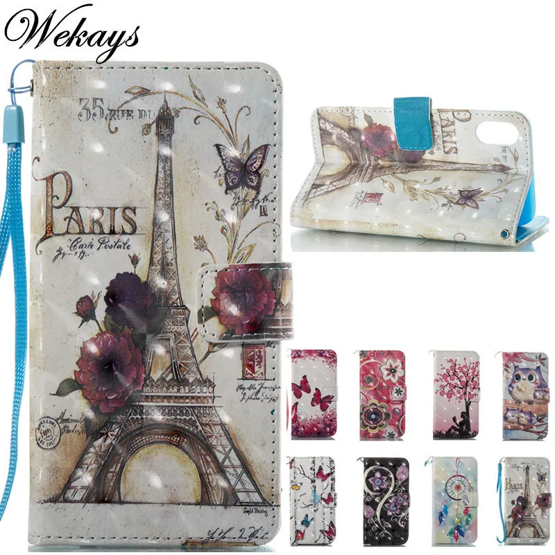 

Wekays Cover For Iphone X Cute Cartoon Paris Tower Leather Fundas Case For Apple Iphone 5 5s SE 6 6s Plus 7 8 Plus Cover Cases