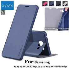 X-Level Роскошный Высокое качество Классический Флип кожаный чехол для samsung Galaxy A7 A5 A3(6) J1 j2 j3 J5 J7 S6 S7 край