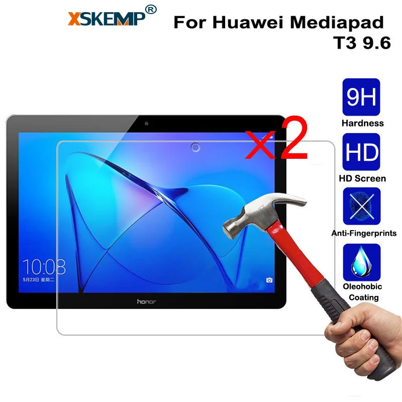 XSKEMP 2Pcs/Lot Ultra Clear Tablet Protective Film For Huawei Mediapad T3 9.6 Anti-Explosion Screen Protector 9H Tempered Glass | Мобильные