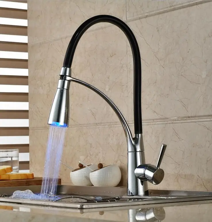 Led Pull down kitchen mixer faucet led Sink kitchen tap kitchen faucet