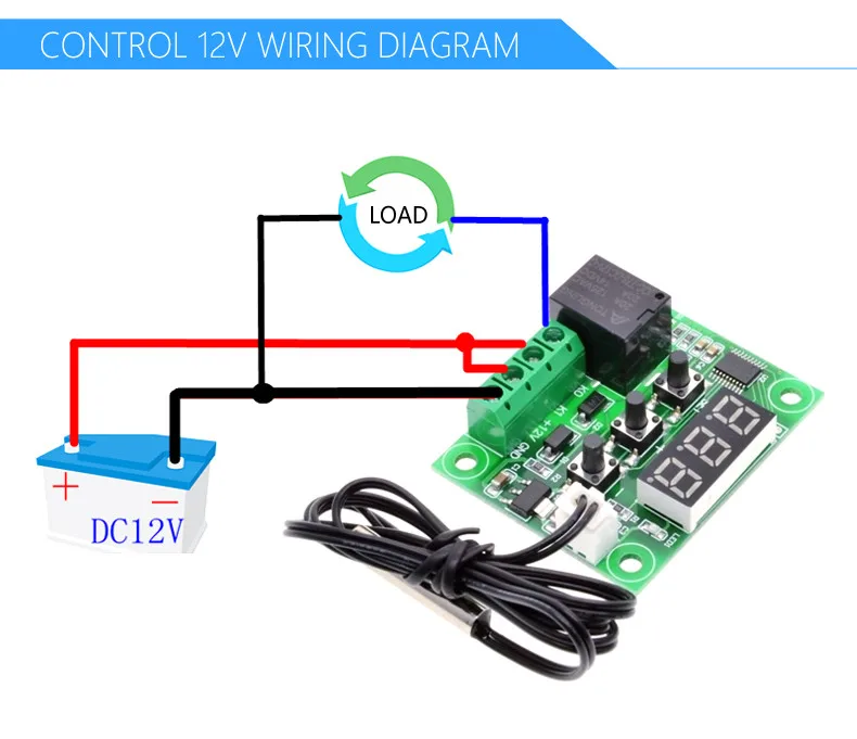 W1209 DC 12V LED Digital Thermostat Temperature Control Thermometer Thermo Controller Switch Module+ NTC Sensor