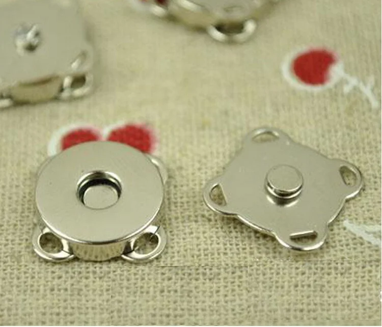 

14MM Square Metal Magnetic Button, Silver Sew-on Design Magnet buttons, 100pcs/lot,magnetic buttons for Bags