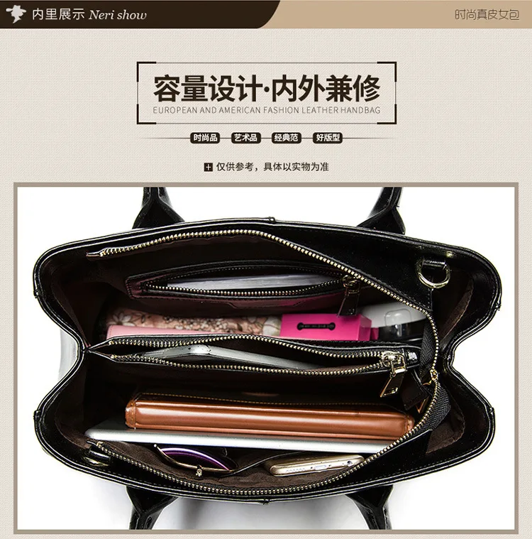 Real leather Luxury Women Handbag Shoulder Tote Bag Black Casual Ladies Leisure Crossbody Hand Bags (32)