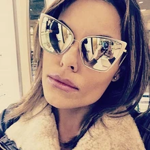 Outeye moda las gafas de sol cat cat eye sunglasses mujeres gafas de sol cuadradas gafas de espejo de metal espejo gafas de sol oculos