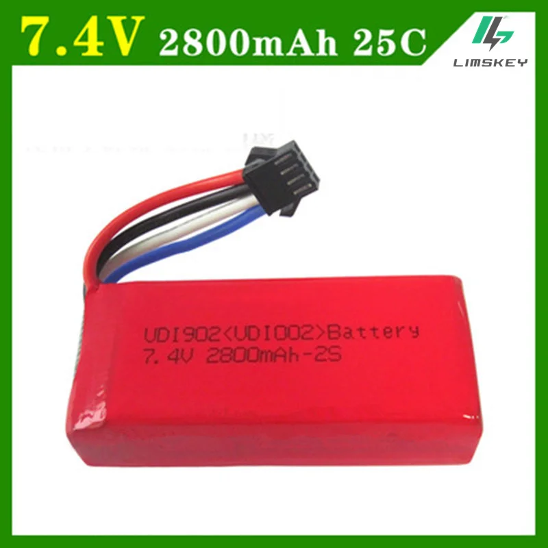 

7.4V 2800mAh Lipo battery For Udi UDI902 UDI002 Huanqi 961 Huanqi 962 Remote Control Boat 7.4 v 2S 2800 mah 4p SM 25c