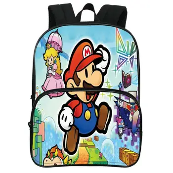 

12 Inch Cartoon Children Backpack Anime Mario Women Men Schoolbag Boys Girls Kids Teenager Toddler School Bags Mochila Bolsa