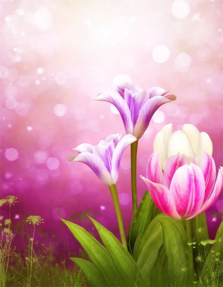 

2018 new Patterns Rhinestones Pink Tulip 5d Diy Diamond Painting Diamond Embroidery full mosaic Pictures needlework