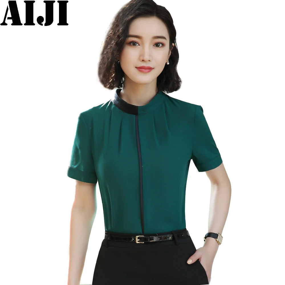 2018 Summer elegant women shirt casual short sleeve formal