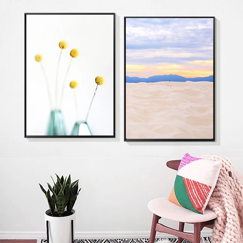 White Rose Flowers Prints and Yellow Carnation Posters Nordic Wall Art Canvas Paintings Home Decor for Living Room Girls Bedroom No Frame
