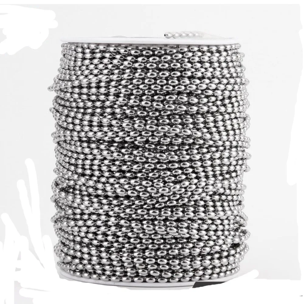 

50/100pcs Dia 1.5/2/2.4mm Beaded Ball Stainless Steel Chain Bulk Jewelry Chains for Necklaces Jewelry Making Supplies