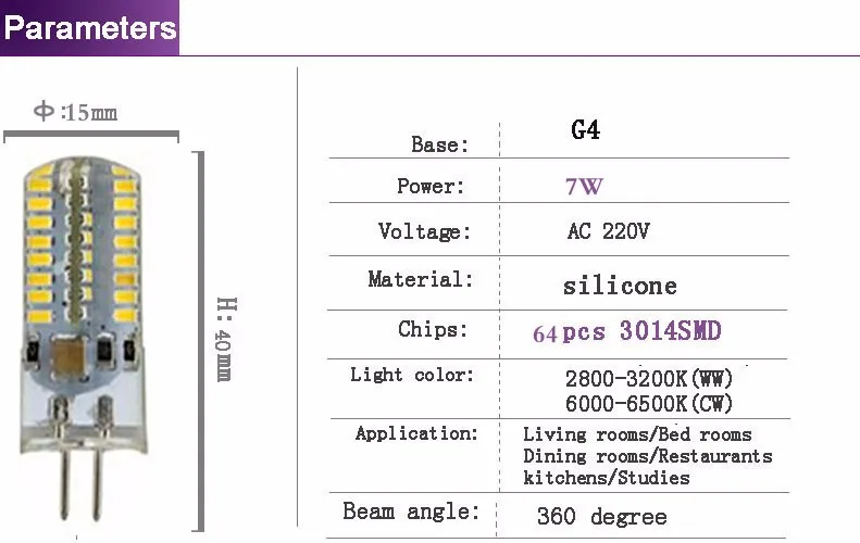 5 шт. Led 220 V G4 лампа G4 светодиодные лампочки постоянного/переменного тока 12В 220V3W-12W SMD 3014 Светодиодный прожектор 360 Угол луча заменить для хрустальной люстры