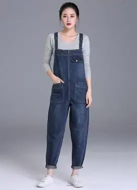 Jinsen Aite весна осень модный бренд плюс размер L-6XL Джинсы Свободные повседневные Длинные Комбинезоны Большие размеры джинсовые штаны женские JS101 - Цвет: Синий