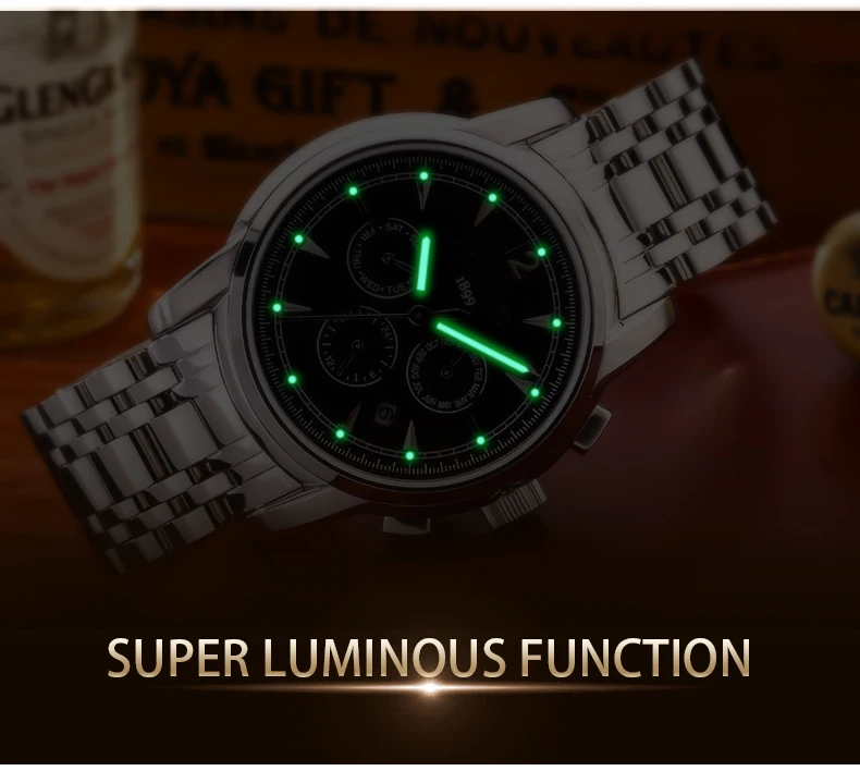 de pulso marca superior luxo automático luminoso mecânico aço inoxidável