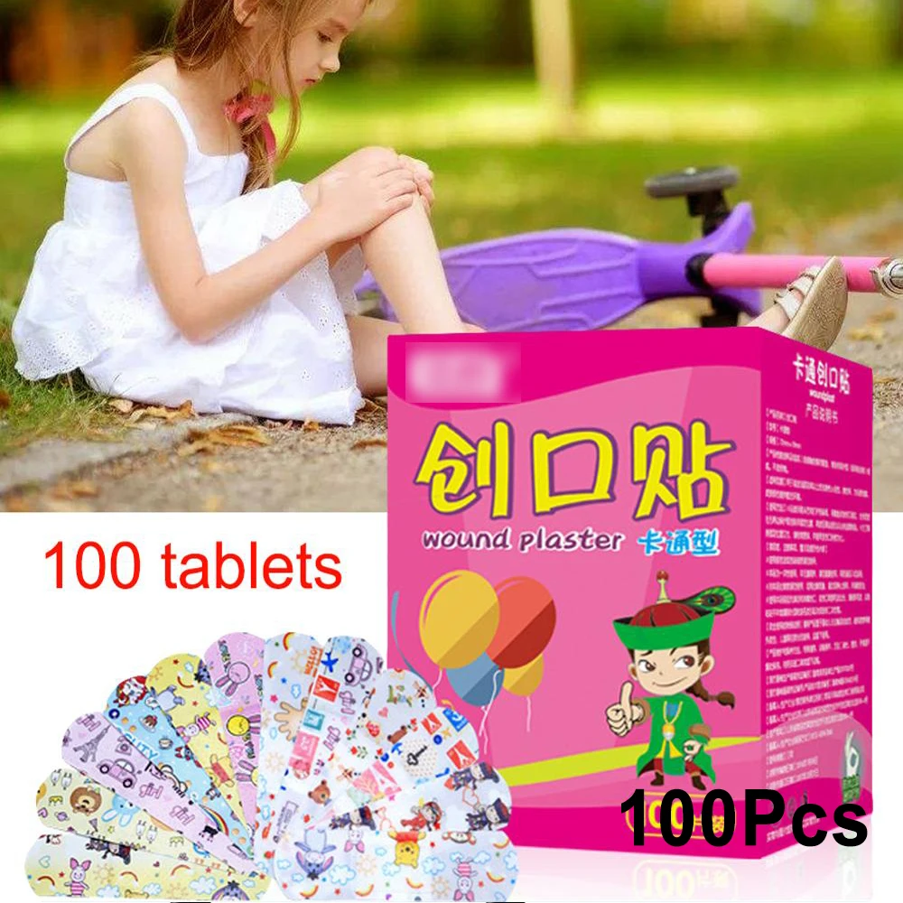 100pcs Cute Cartoon Band Aid Waterproof Breathable Hemostasis Adhesive Bandages Security First Aid Stickers For Kids Children