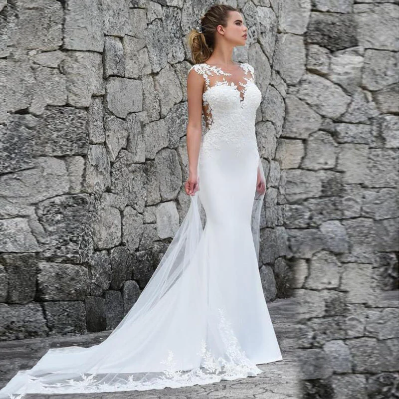 

robe de mariee Mermaid Wedding Dress Turkey 2019 Appliques Lace Custom Made Bridal Dress Wedding Gown vestidos de noiva