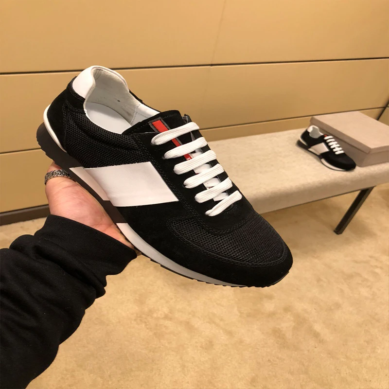 

New Men's Shoes European Station Spring Fashion Simple Canvas Lattice Cow Down Mixed Sports Trendy Men's Shoes