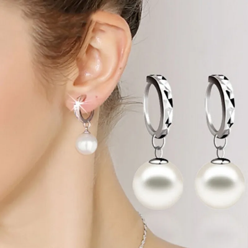 2017 New 1 Pair Girls Fashion High Quality Women AAA Pearl D  Earrings Mirror Design Grade Party Ear Bead Jewelry