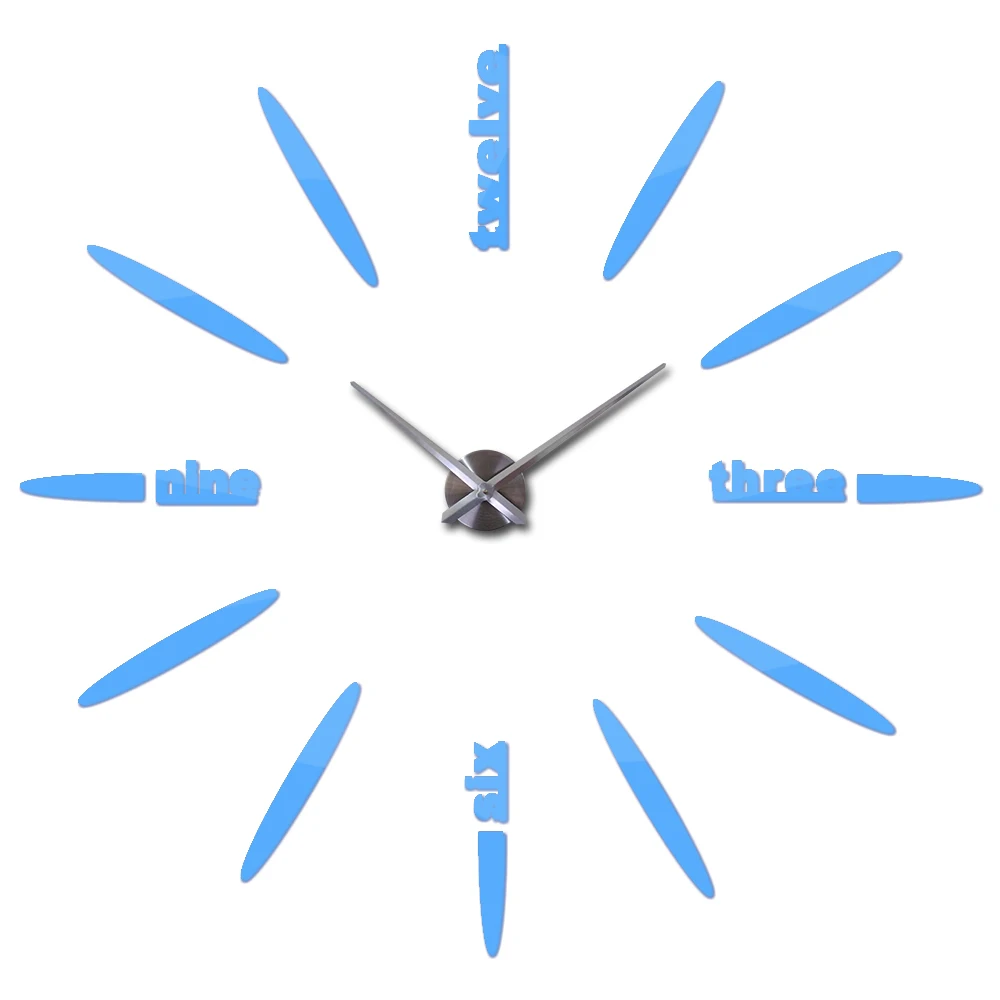 3 размера настенные часы reloj de pared кварцевые часы короткие diy часы гостиная большие наклейки декоративные бесшумные настенные часы Современные - Цвет: Sky Blue